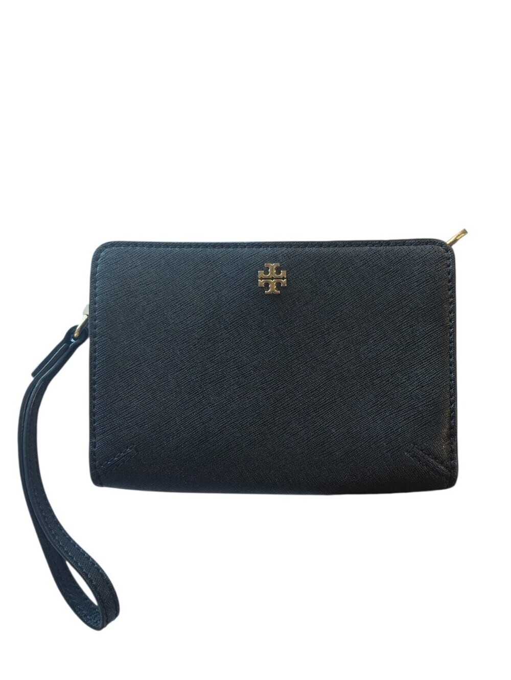 Tory Burch Bkack Saffiano Leather Wristlet Clutch